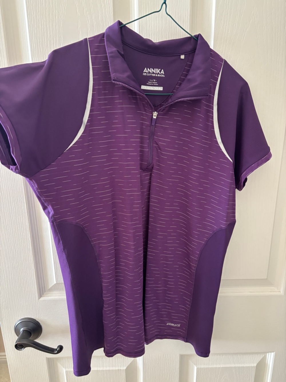 Cutter & Buck Annika Purple Half-Zip Performance Polo